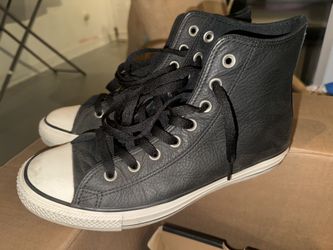 Men s Leather Converse Hi Tops Black 151112C Size 7.5 for Sale in
