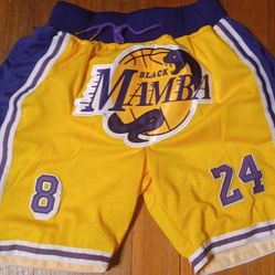 Kobe Bryant Mamba Los Angeles Lakers Stitched Logo Shorts Sine SMALL basketball