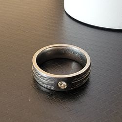 Men's Size 10 Titanium and Diamond Ring