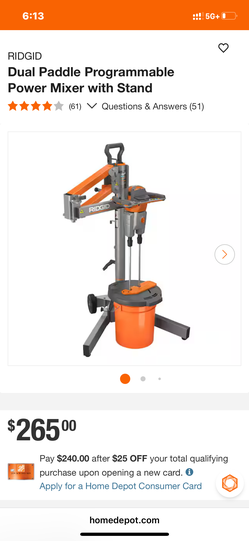 RIDGID Dual Paddle Programmable Power Mixer with Stand