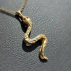Jewelry 14k Solid Yellow Gold Cute Snake 🐍 Pendant Charm