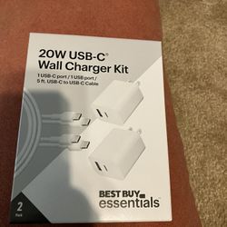 iPhone Google pixel Samsung Galaxy wall charger two pack +2 USB-C cables brand new