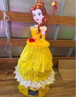 Belle beauty and the beast dress style pinata with balls