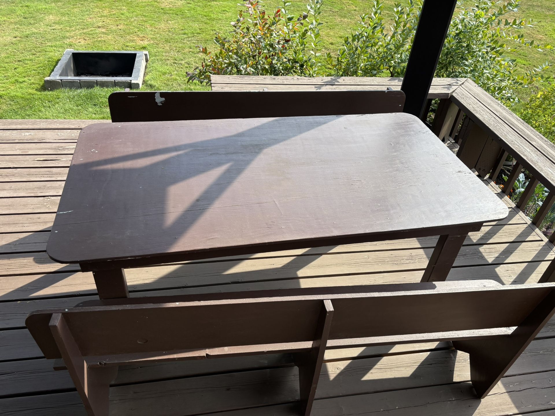 Wood Deck Table & Benches for Kids