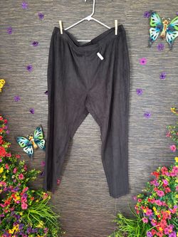 Dark Gray Suede-Feel Tapered Pants