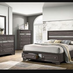 Brand New 4pc Elegant Queen Size Wood Bedroom  Set 