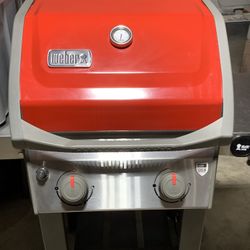Really Nice! Red And Silver Stainless Steel Weber Spirit Genesis BBQ Grill Propane 2 Burners LP