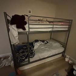 IKEA metal bunk bed frame twin. No mattress included.