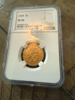 1838 $5 Gold Half Eagle NGC VF35