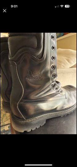 Black Leather Military Combat Boots – Vibram Sole, Safety Toe (All American Boot Mfg.) MADE IN USA