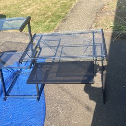 Computer Desk, Aluminum/Glass, Keyboard Tray, Delivery