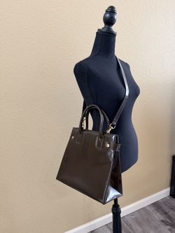 Vintage Gucci Chocolate Patent Leather Top Handle Tote Crossbody 2-Way Bag