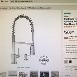 MOEN Indi Single-Handle Pte-Rinse Spring Pull down Sprayer Kitchens Faucet With Power Clean in Spot Resist Stainless 