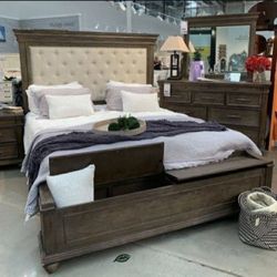 Dark Brown Wood 6 Pc Bed Frame,  Night Stand, Dresser, Mirror Bedroom Set 💥 Showroom Available 👍 Fastest Delivery 🚚 