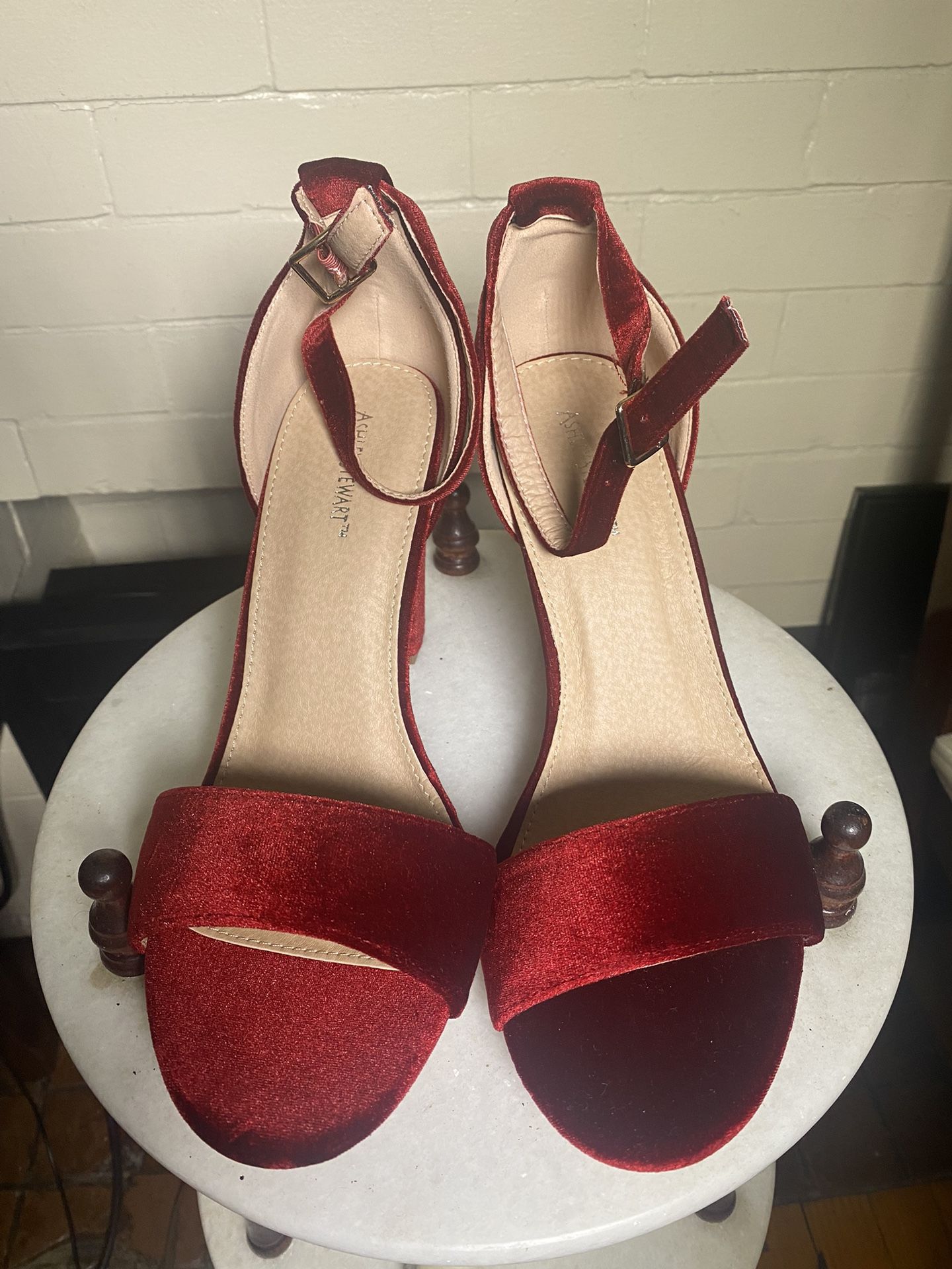 Dark Red Toe Out Heels