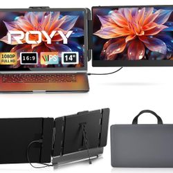 Laptop Screen Extender Dual Monitor - 14" Portable Monitor IPS FHD 1080P Attachment Screen Extended Extra Screen USB-C/HDMI Port Compatible with Wins 