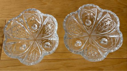 2 glass bowls, footed, 6”.