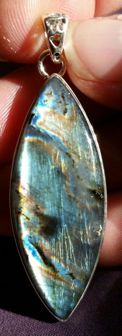 GENUINE LABRADORITE STERLING SILVER PENDANT JEWELRY