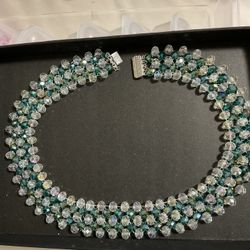 Green Crystal Necklace And Bracelet Set