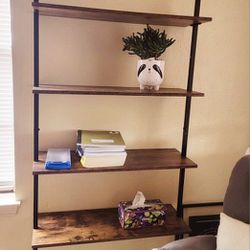 TWO Wood & Metal Floating Bookshelves