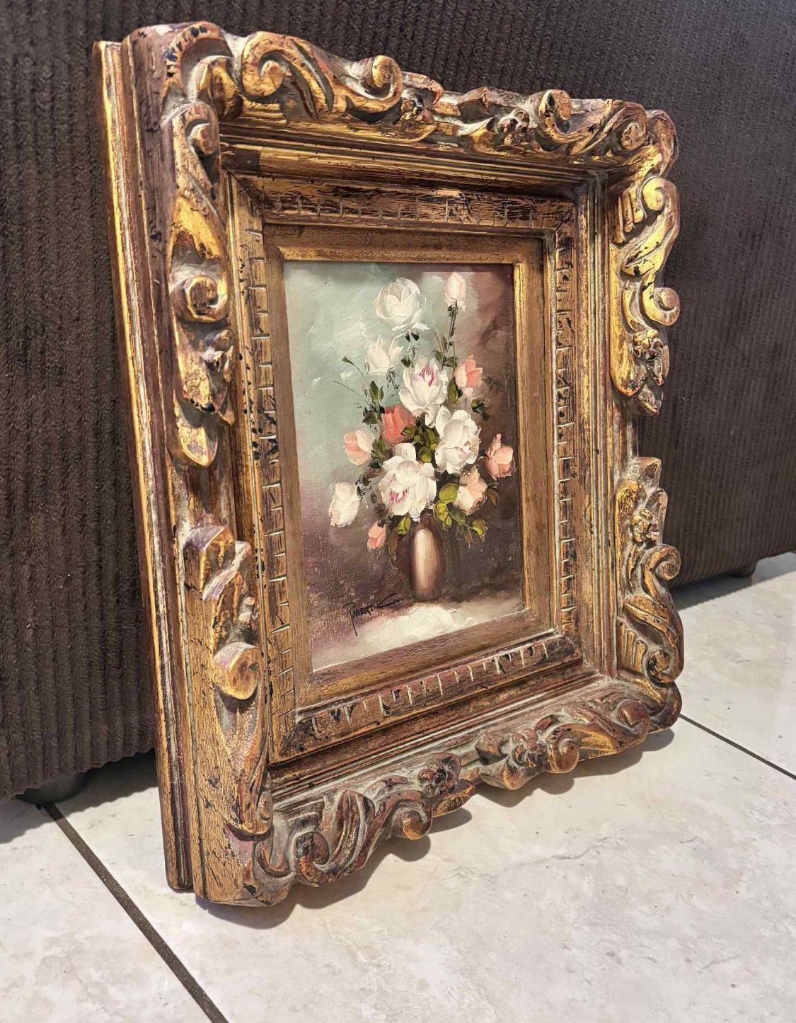 Vintage Flowers In A Vase Painting Signed Robert Cox