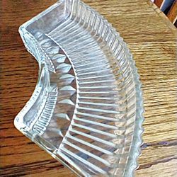 Lazy Susan Replacement sectional glass dish for Kromex lazy susan, 3.5” wide x 8” long -
