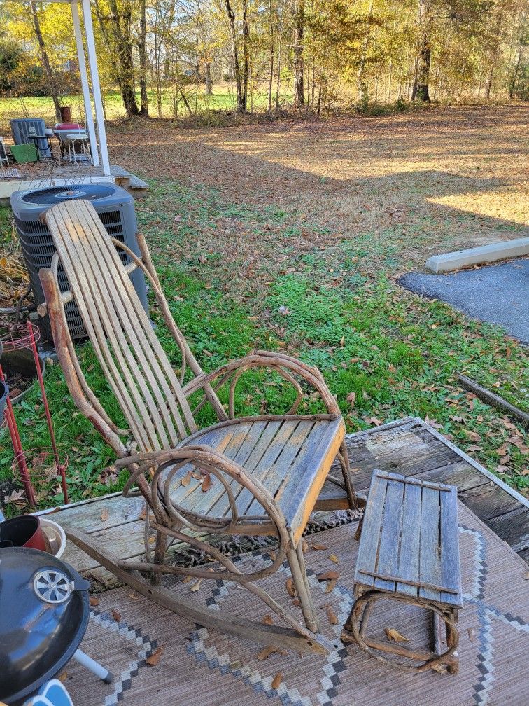 Rustic Porch Rocker w/foot stool