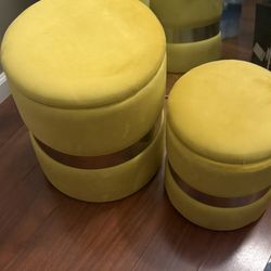 Yellow & Sliver Ottoman 