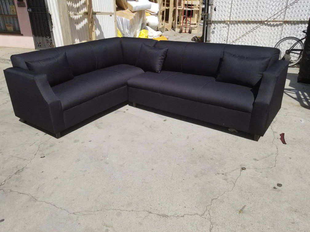 NEW DOMINO BLACK FABRIC SECTIONAL COUCHES