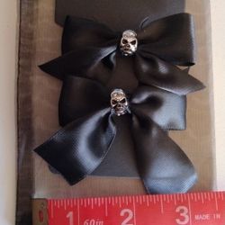 Black Bow Skull Clips Hand Made By Sara Bean 