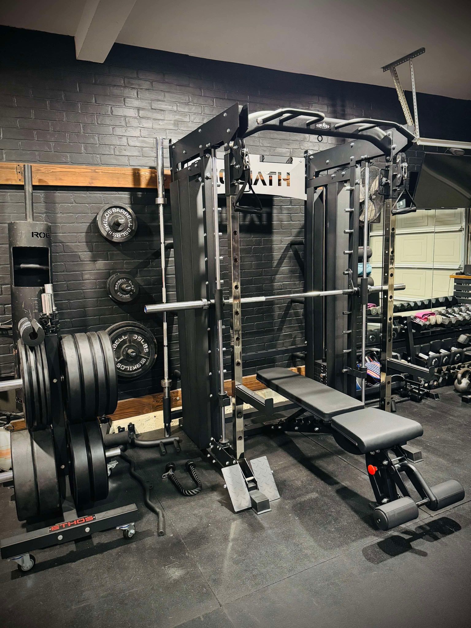 Smith Machine , Squat Rack , Bench Press , Leg Press , Pulley System Machine For Your Weights