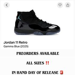 Jordan 11 Gamma Blue All Sizes Available 