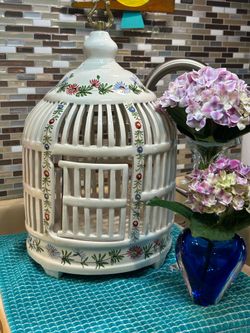Vintage Italian Porcelain/Ceramic Birdcage. Simply gorgeous. See photos