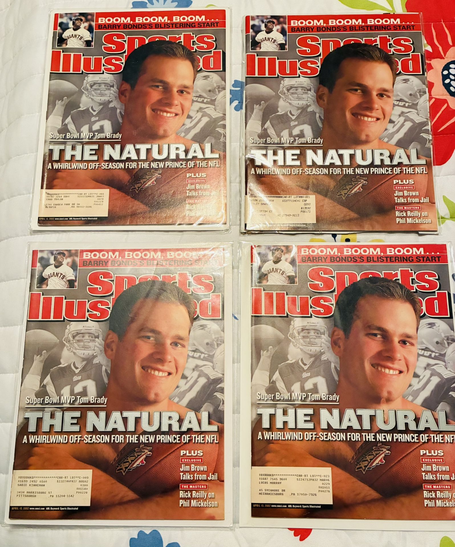 ( 4 ) Tom Brady Sports Illustrated Magazines In Like New Conditions 