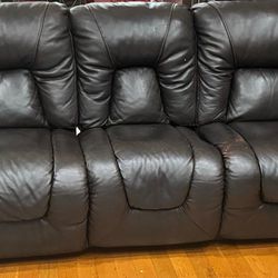 Genuine Leather Sofa set three pieces Excellent Condition 