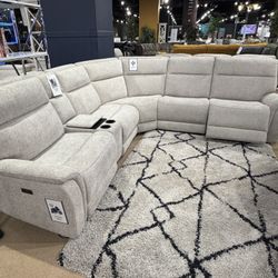 Power Reclining Sofa Sectional w/ Fridge 