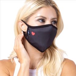 FREE Gift w/ Purchase! NEW! Adult Black Face Mask with Little Red Heart