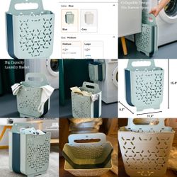 Collapsible Wall Hanging Laundry Hamper With Handle, Multi-functional Storage Container- New