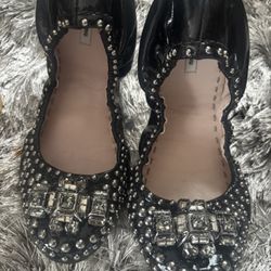 Miu Miu dress shoes Swarovski crystal ballet flats studded shoes ballerina