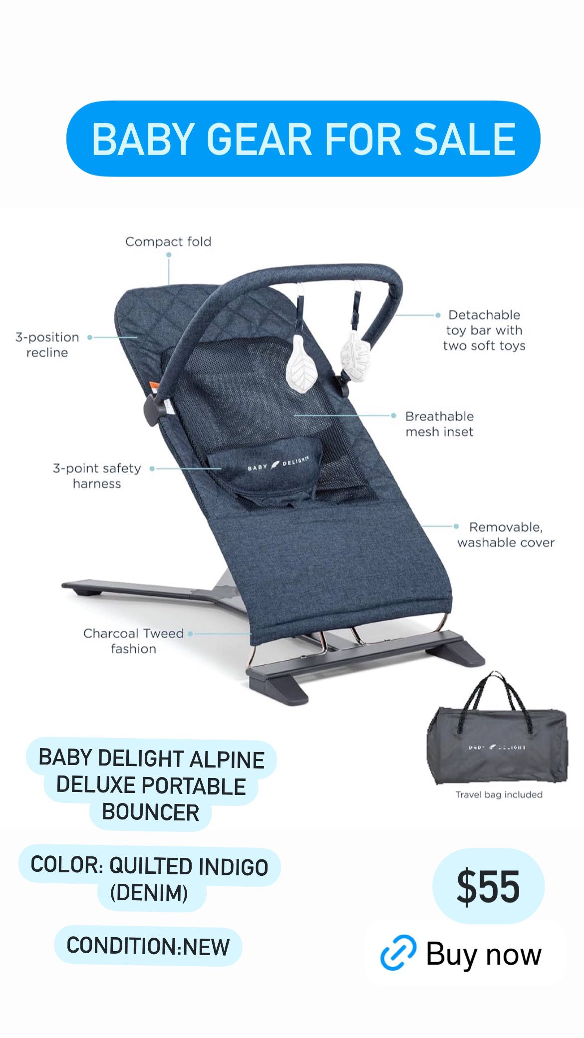 Baby Delight Alpine Deluxe Portable Bouncer 