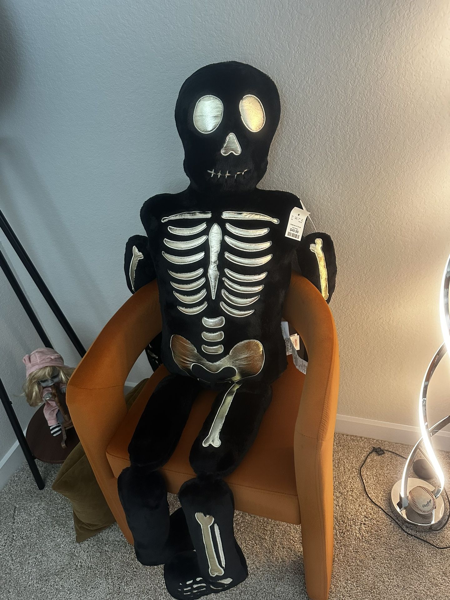 5ft Skeleton Body Buddy Halloween Pillow Plush Doll Isaac Mizrahi NEW Viral