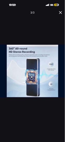 64GB Digital Voice Recorder with AI Noise Reduction – USB Voice Recorder