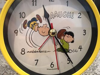 Peanut’s Charlie Brown and Lucy Football Scene Alarm Clock Yellow
