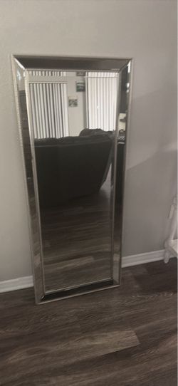 Silver Glam Wood Wall Mirror