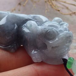107211 VS Certified Jadeite Jade PENDANT Dragon Pi Xiu