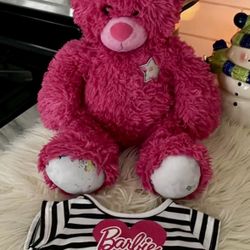 Build-A-Bear Best Friends Hot Pink Bear w/barbie Shirt