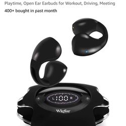 Open Ear Headphones True Wireless Bluetooth Headphones, Ear Clip Earbuds, Sweat Resistant, Fast Charging, 24HRS Playtime, Open Ear Earbuds for Workout
