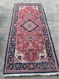 Hand-Knotted Wool Oriental Rug — Heriz/Serapi Style, 72” x 33” Runner