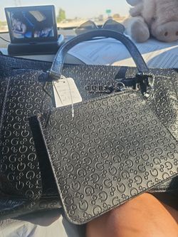 Guess Black Embossed Logo Handbag