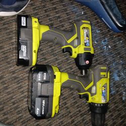 Drill Drill And Impact Wrench And Impact Drill Come Get Them 18 Volts Batteries On Both Of Them No Charger